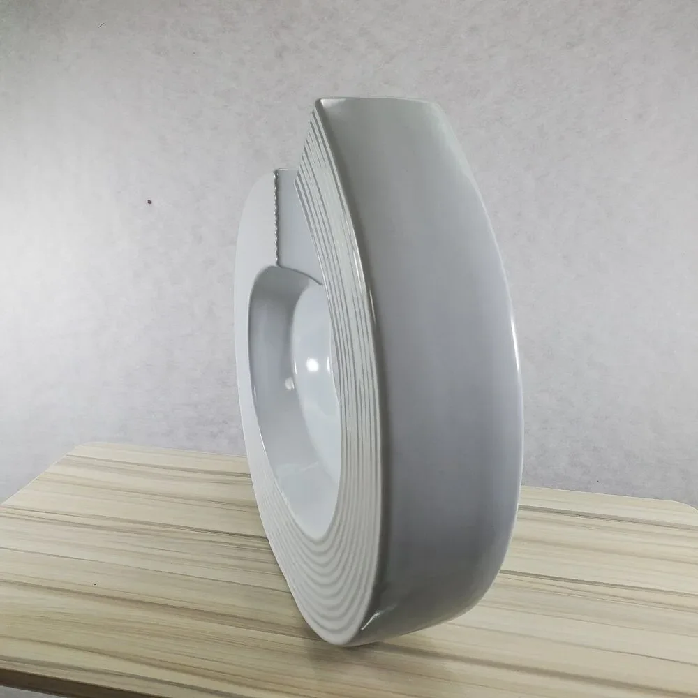 Round Circle Abstract Modern Art Sculpture Vase White Ceramic Sagebrook White